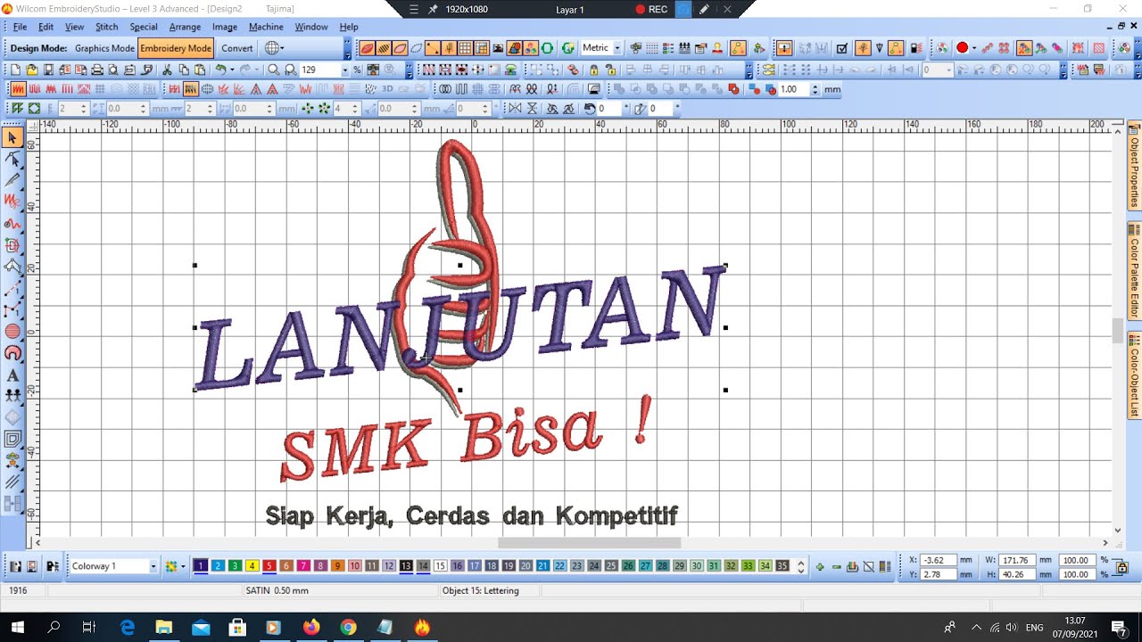 Belajar desain wilcom, Tutorial wilcom, Desain Bordir SMK BISA Lanjutan ...
