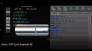 Fanuc G76 Cycle Example 02 |CNC PROGRAMME | CNC SIMULATION | screenshot 5