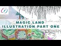 MAGIC LAND ILLUSTRATION TIMELAPSE PART ONE - FANTASY ART - Coloring book