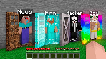 SECRET DOOR CHALLENGE! Minecraft NOOB vs PRO vs HACKER vs GOD! 100% TROLLING RAREST TRAPDOOR BUNKER