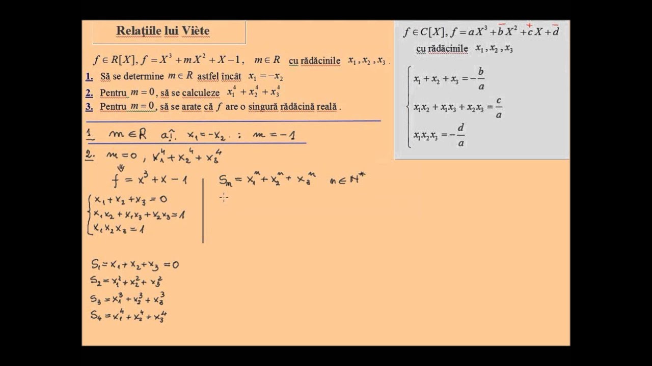 Relatiile Lui Viete Exercitiu Rezolvat Lic Pol15 Youtube