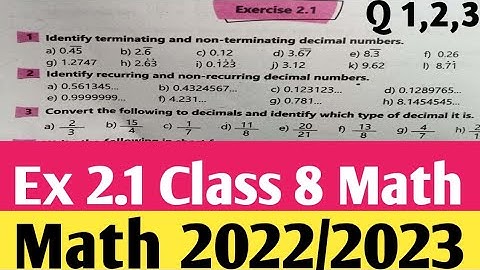 Exercise 2.1 unit 2 Real Numbers class 8 Maths| Ex 2.1 Maths 8 new course 2022| PTB,Kptbb Q 1 to 3