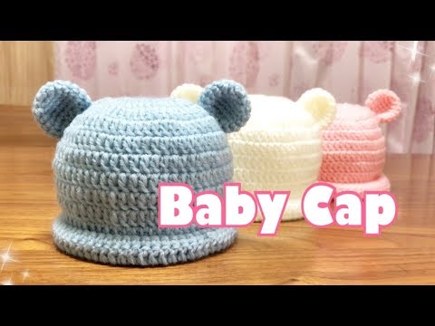 新生児ベビーキャップの編み方【かぎ針】可愛い赤ちゃんへニット帽の贈り物♡