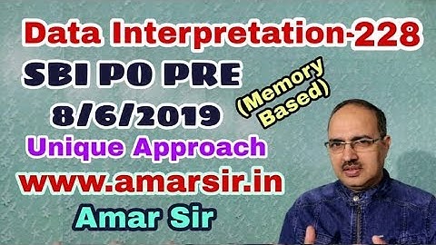 Data Interpretation Questions-228 SBI PO PRE-08-06-2019 (Memory Based) #Amar Sir