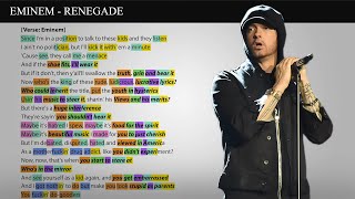 Eminem - Renegade [Rhyme Scheme] Highlighted