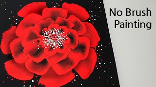 (487) Red Flower | Silicone Spatula painting | Fluid Acrylic Pouring for beginner | Designer Gemma77