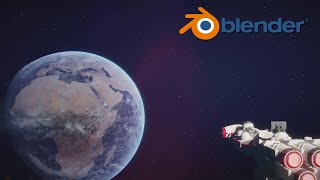 Spaceship fly by earth | Blender