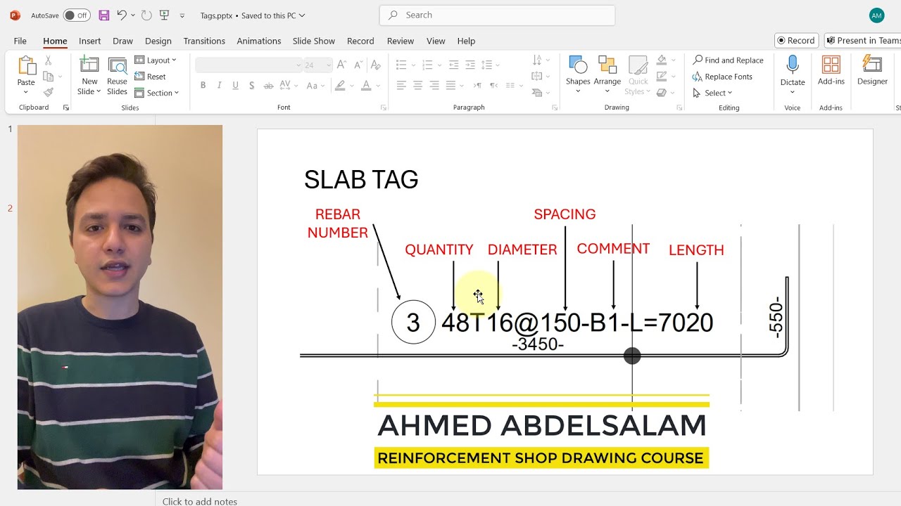 Slab Rebar Tag In Revit - تاج حديد البلاطات علي الريفيت