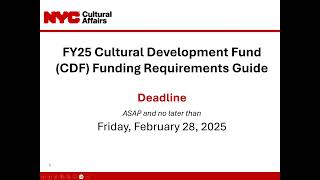 FY25 Cultural Development Fund (CDF): Funding Requirements Guide