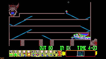 Lemmings (1991) - Tricky - Level 08 - Lemming sanctuary in sight