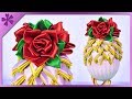 DIY How to make artichoke ribbon Easter egg and kanzashi roses (ENG Subtitles) - Speed up #459