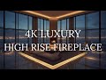 4K Luxury Penthouse Fireplace Ambience | Cozy Relaxing Music