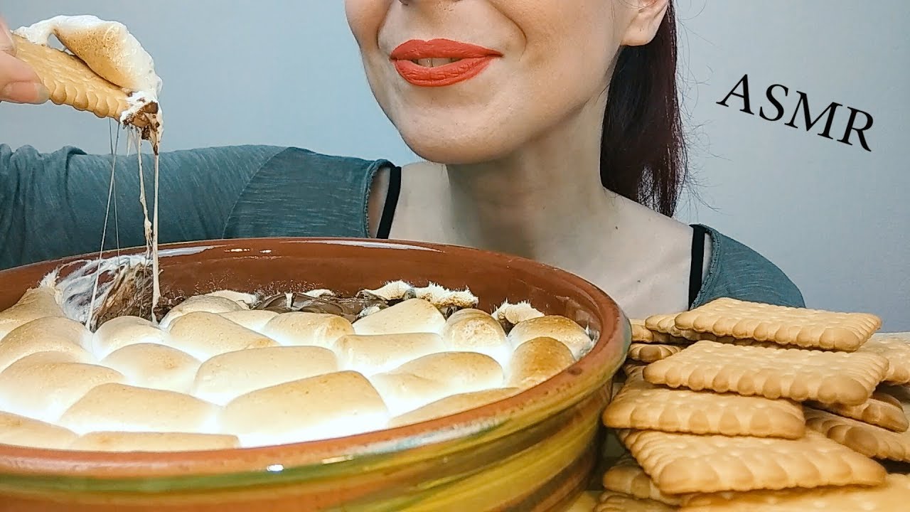 ASMR Dessert: S'mores Chocolate Dip Cake & Butter Biscuits | Whispering