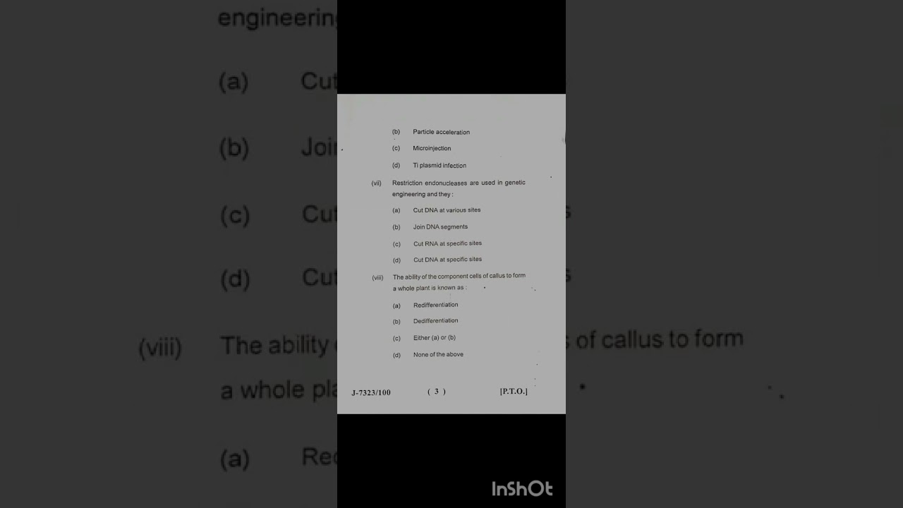 Msc Biotechnology 2nd Semester 2023 Question paper ( plant Biotechnology )