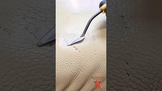 Leather couch repair painting. Restoration of a leather sofa furniture