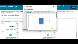 Math 14 HW 3.3.37-T Construct boxplots to compare two data sets & identify outliers using StatCrunch
