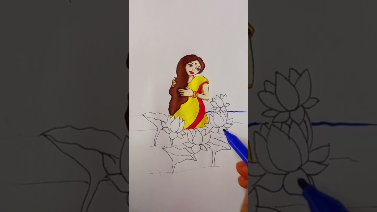 How To Draw A Village Girl Easy || A Village Girl Drawing Step By Step 