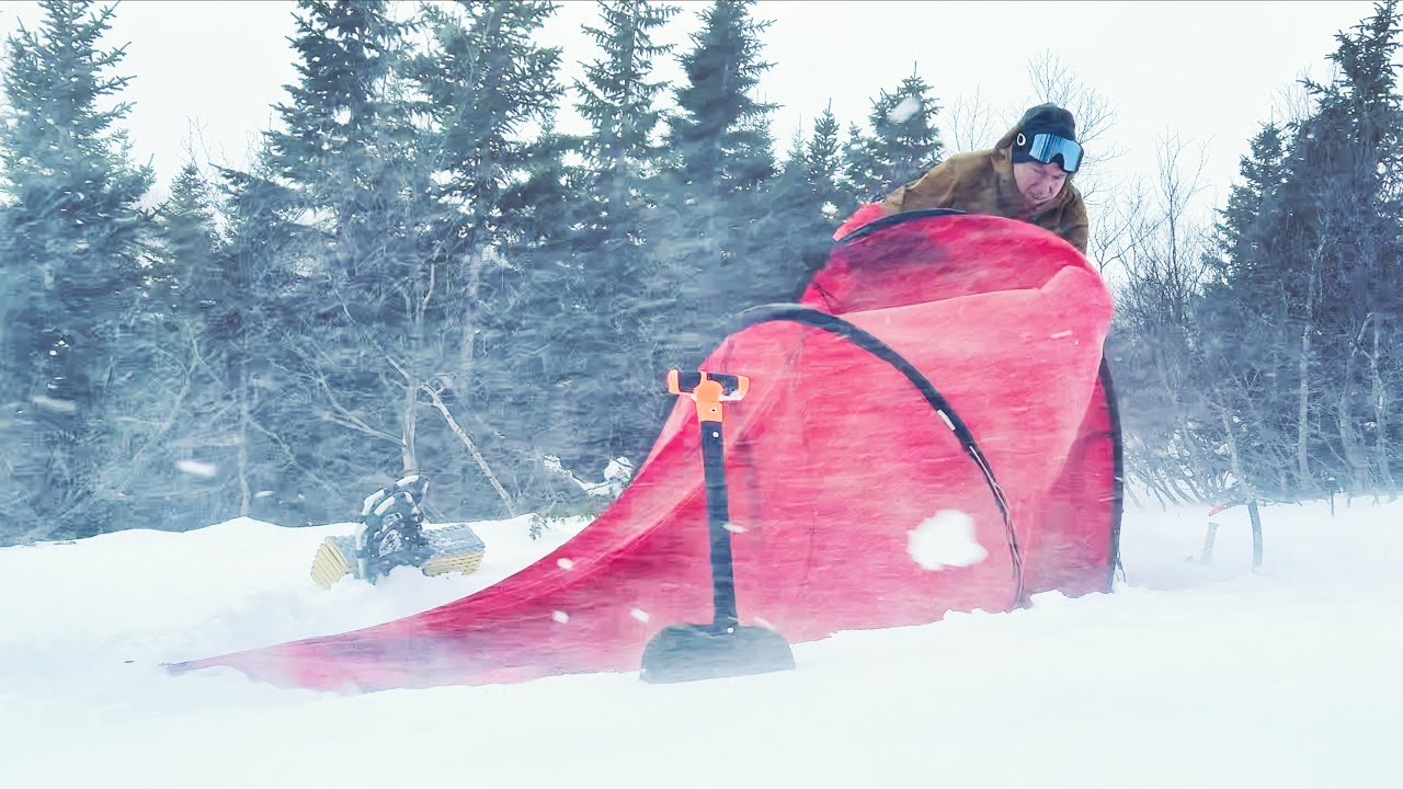 Surviving Blizzard Winter Camping in a Snow Storm - Extreme Solo Tent ...