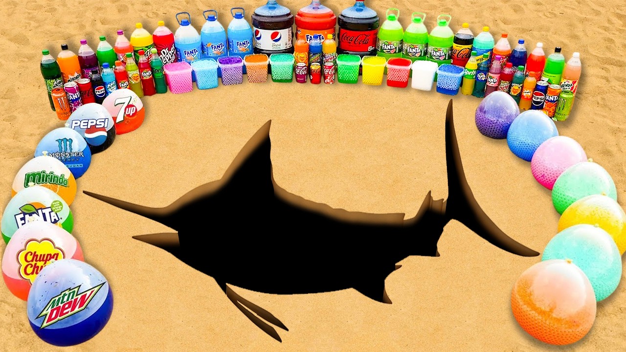 How to make Rainbow Fish with Balloons of Fanta, Chupa Chups, Sprite, 7UP, Coca Cola vs Mentos