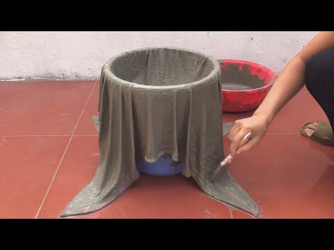Flower Pot Making From Cloth And Cement .How To Make A Simple  Flower Pot At