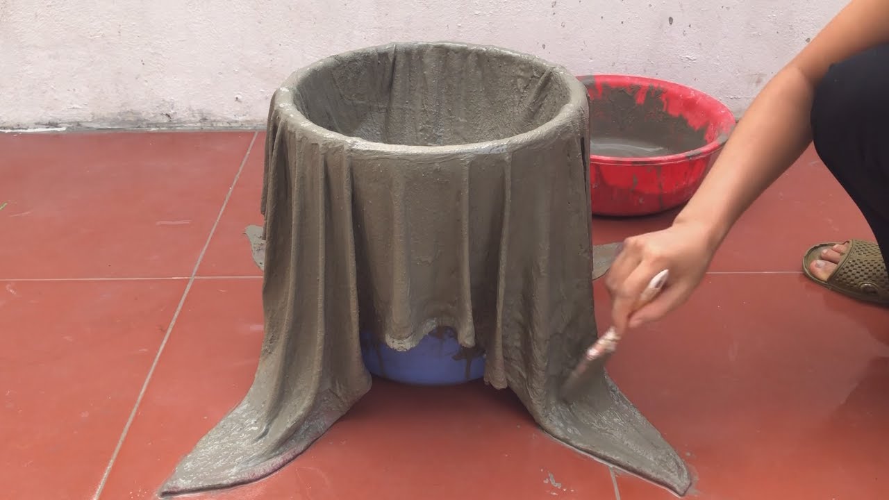 Flower Pot Making From Cloth And Cement .How To Make A Simple Flower