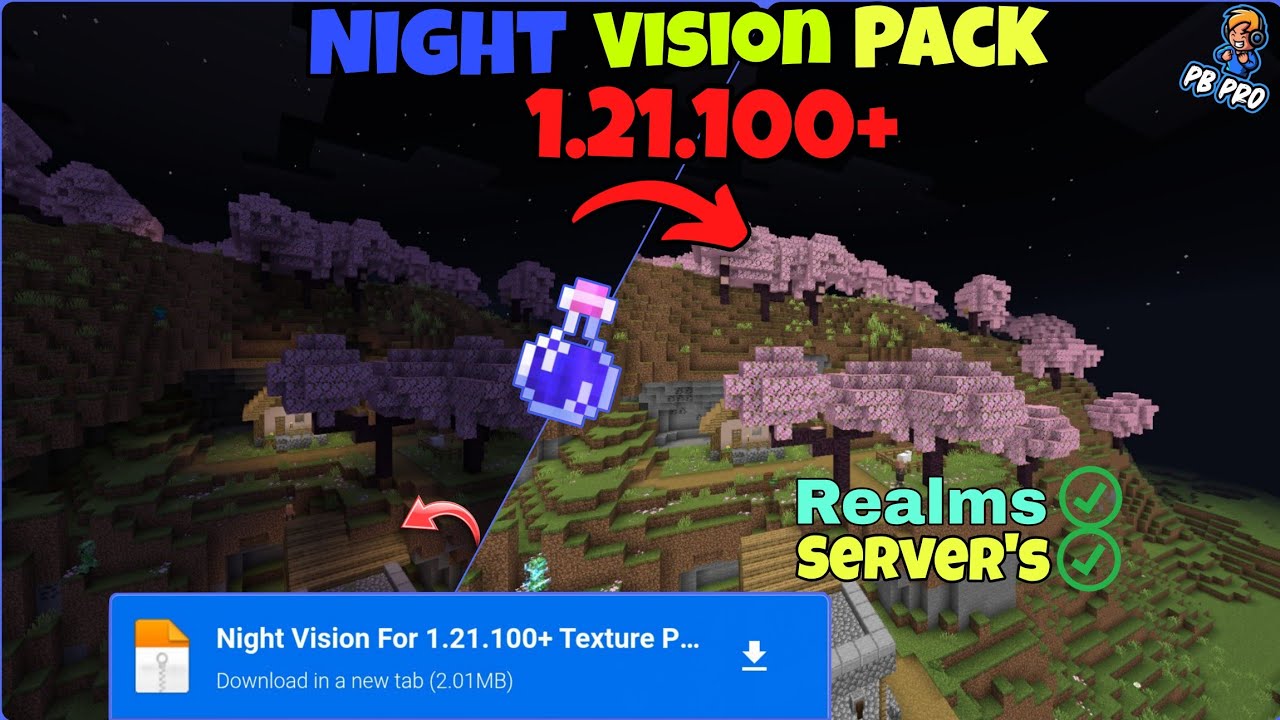 Night Vision Texture Pack for Minecraft 1.21.100 🔥| Works on Realms ...