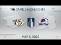 NHL Game 2 Highlights | Predators vs. Avalanche - May 5, 2022