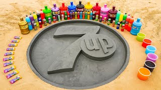 How to make 7up Logo with Cement & Orbeez, Big Coca Cola, Fanta vs Mentos and Popular Sodas