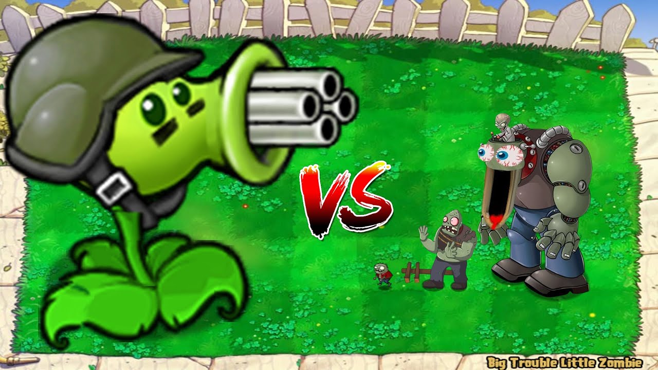 GATLING PEA VS giga gargantuar VS dr zomboss PLANTS VS ZOMBIES BATTLEZ ...