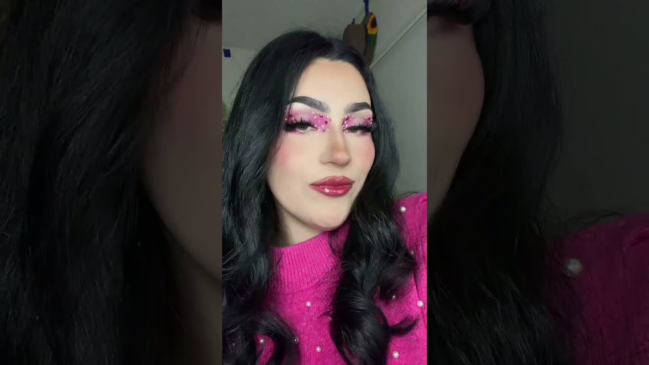 Tutorial de maquillaje rosa con brillos 💖 