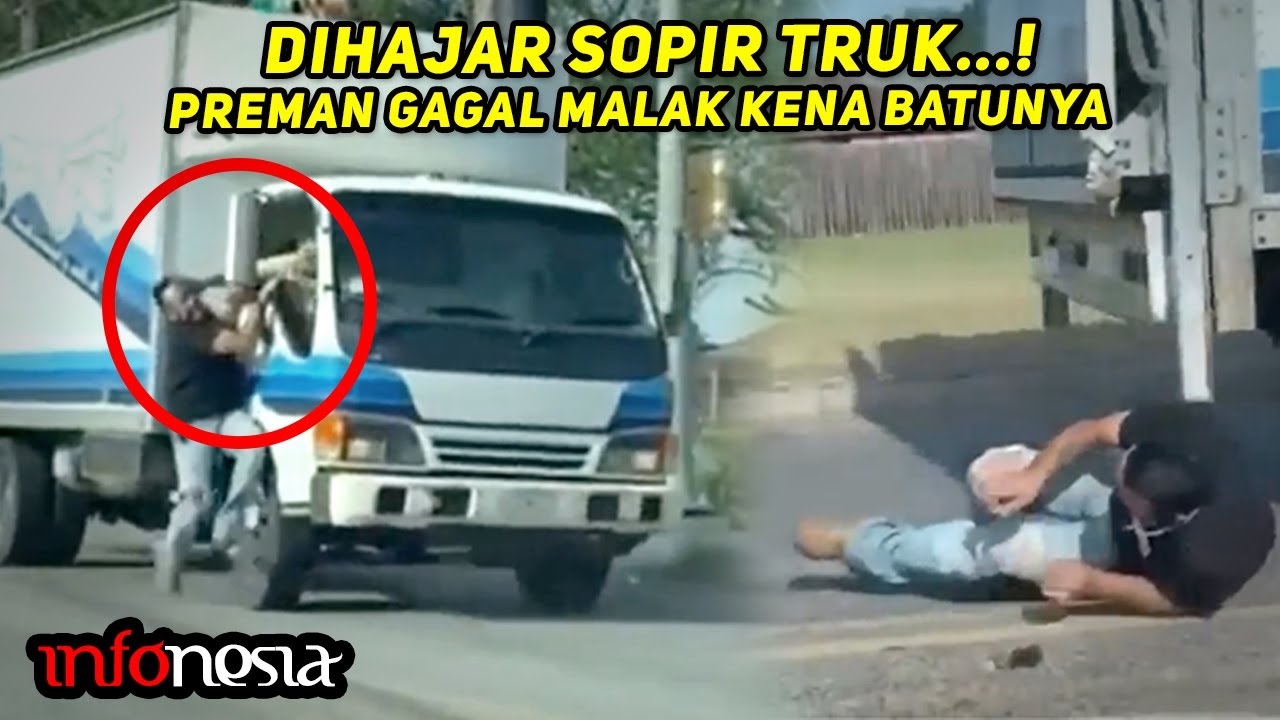 LANGSUNG KAPOK...! Aksi Preman GAGAL Malak Berujung Terseret Truk