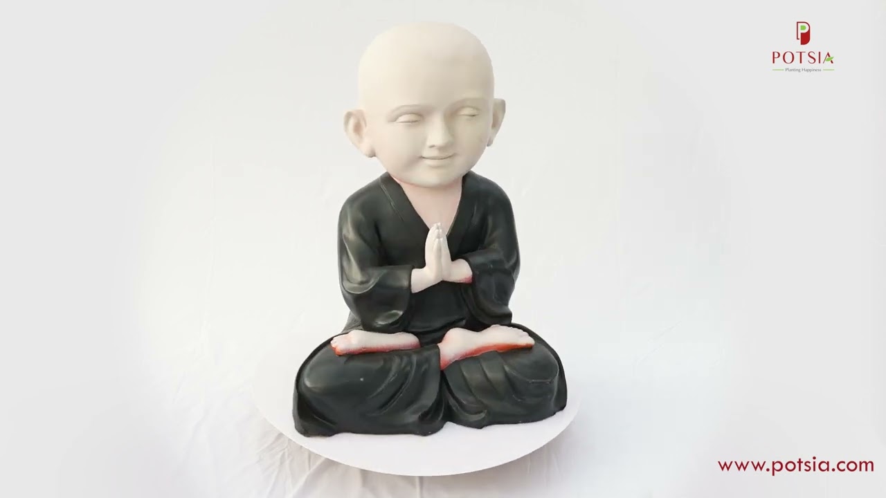 Buy Mindful Monk Black Artistic Fiber Sculptures from Potsia India