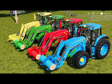 PARKOUR OF COLORS ! WHO WILL WIN ? LOG SELLING RACING ON PARKOUR WITH JOHN DEERE TRACTORS ! FS19