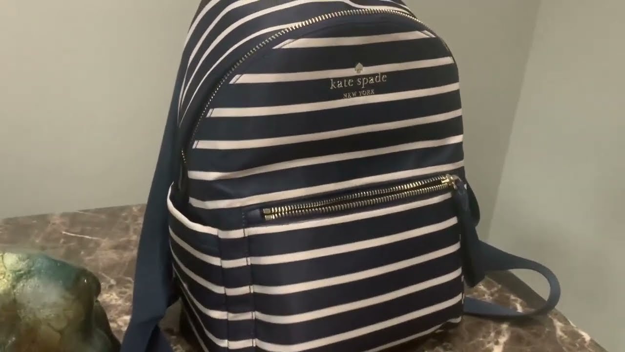 Kate Spade Navy and White Striped Backpack Kate Spade French Stripe Black & White | Mercari main image 2