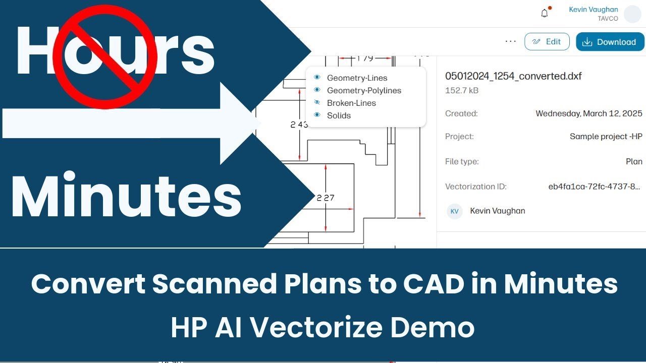 Convert Scanned Plans to CAD in Minutes | AI Vectorize Demo