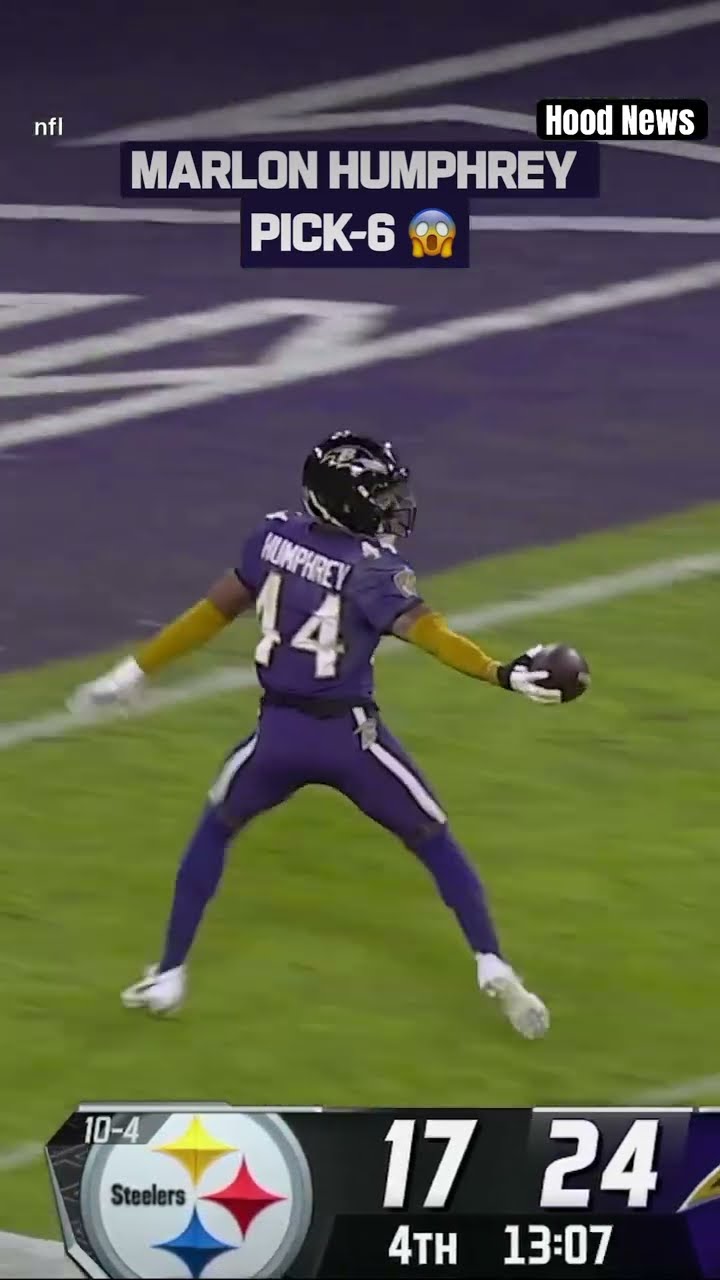 Pick Six #hoodnews #ravens #steelers #marlonhumphrey #russellwilson #interception #football #omg