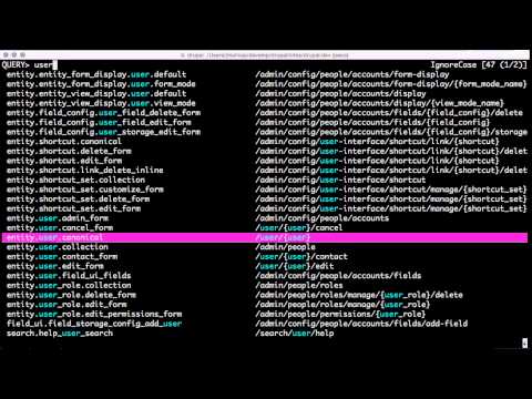 Drupal console router:debug + peco