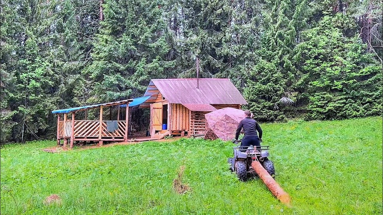 ОДИН ЗАНОЧЕВАЛ В ИЗБУШКЕ- ТАСКАЮ БРЕВНА ДЛЯ БАНИ | ПРОВЕДАЛИ ЗЕМЛЯНКУ ...