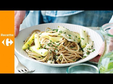 spaghetti-aux-poireaux-en-sauce-au-fromage