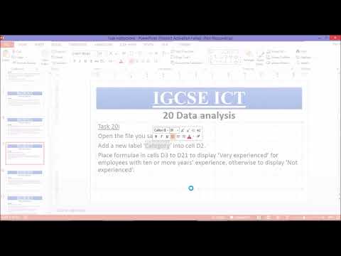 IGCSE ICT 20 Data analysis Task 20i
