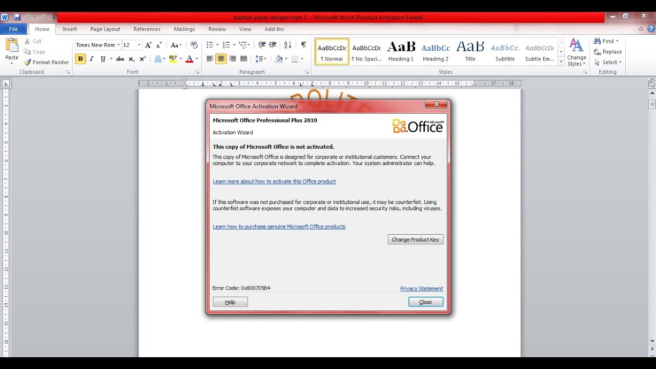 How to Fix product activation failed Microsoft word - YouTube