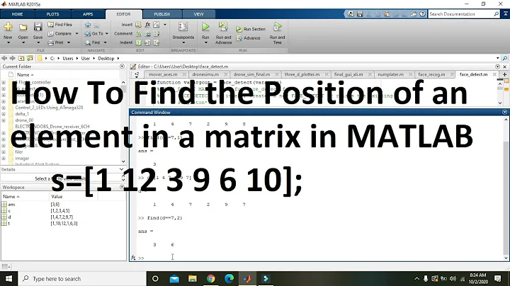 how to find the position/location of specific element of a matrix in matlab