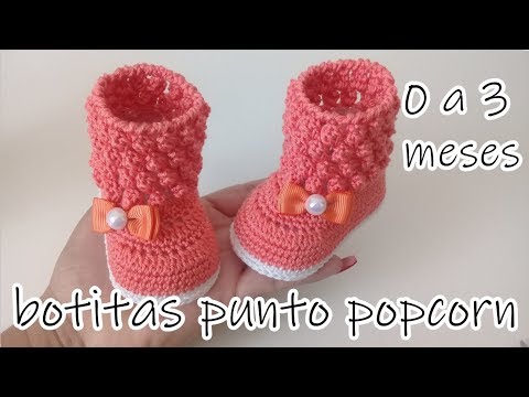 Tutorial botas a crochet para bebe - popcorn-0 a 3 meses