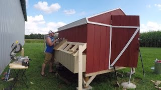 DIY Chicken Nest Boxes // The Easy Egg Collection Way! With this nest box design, you can easily collect eggs without ever going into the coop! This is the full build video!