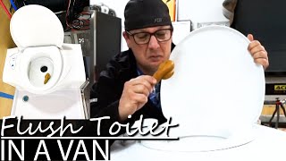 Install 12 Volt Flushable Marine Toilet | FOUR SEASON VAN LIFE | EP.39