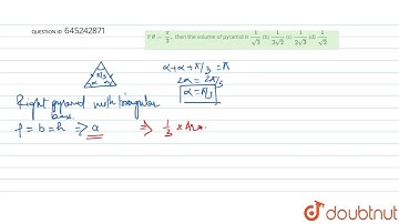 If theta=pi/3,\nthen the volume of pyramid is\n1/(sqrt(3))\n (b) 1/(3sqrt(2))\n (c) 1/(2sqrt(3))...