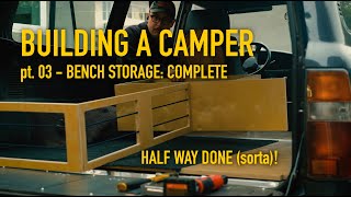 HALF WAY THERE! Completing a storage bench in our camper build. ASMR DIY (Days 3 & 4)