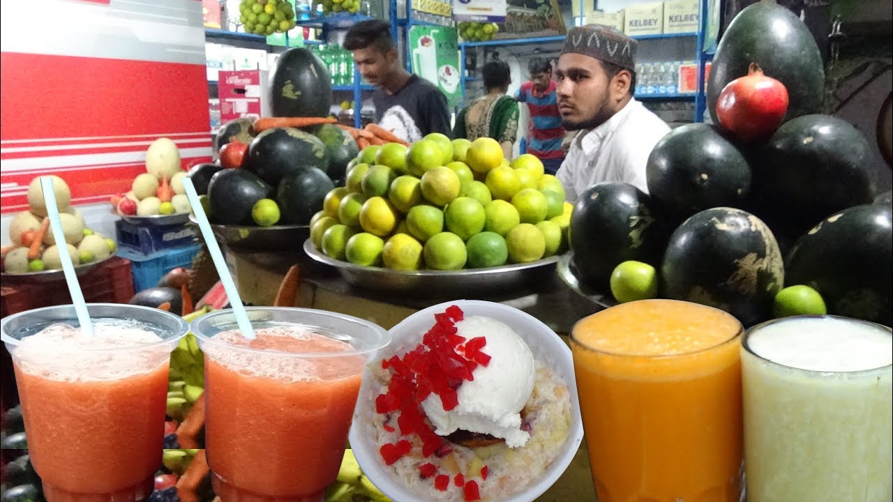 Over Thousands of People Eating Fruit Salad with Ice Cream & Fruit Juice | KGN Juice Point Hyderabad | Street Food Catalog