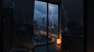 비오는 도시. 빗소리 . 도심 속 폭우. heavy rain in city. rainy window. 잠오는 빗소리. asmr