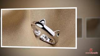 Silver Plated Cat Ear Ring For Women
